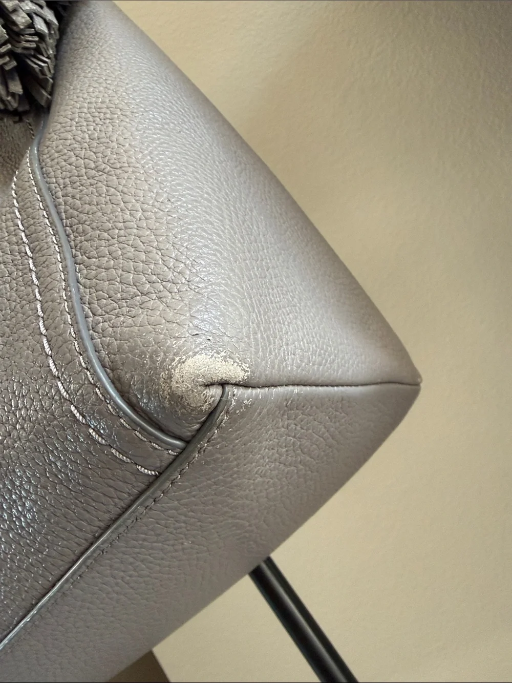 kate spade Gray Pebbled Leather Shoulder Hobo with Tassel
